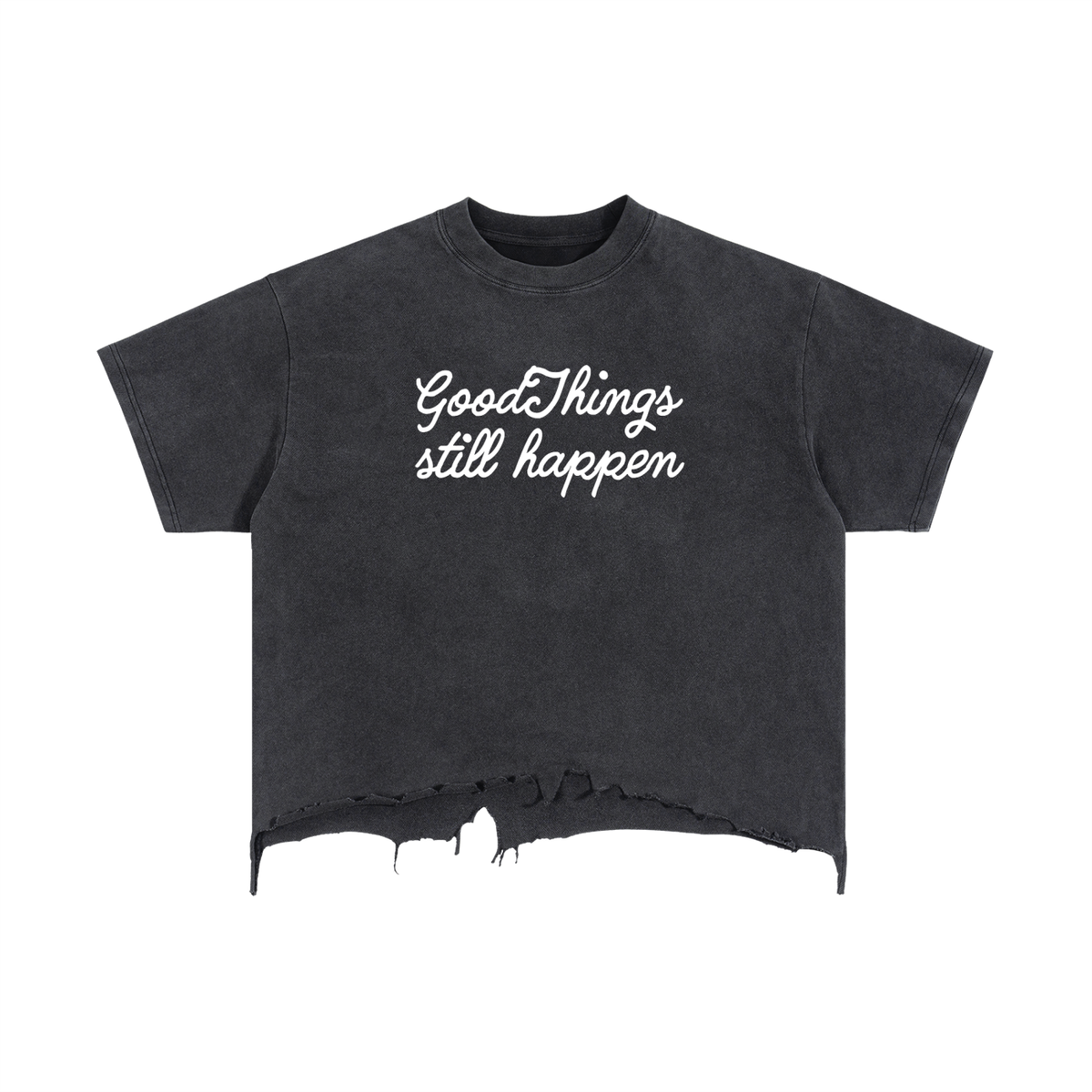 Vintage Wash Boxy Distressed Hem T-Shirt
